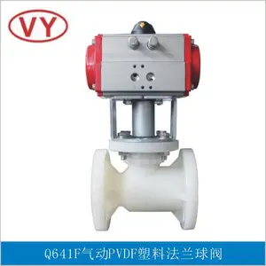 Q641F气动PVDF塑料法兰球阀气动球阀