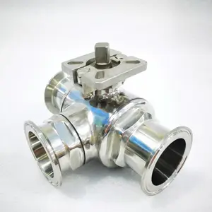 φ63 不锈钢 304 T 型三通快装球阀 卡箍连接换向阀可配气动电动执行器