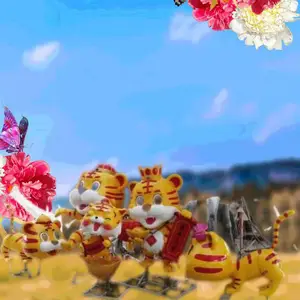 艺路定做供应玻璃钢房地产景观美陈动漫卡通节庆虎雕塑