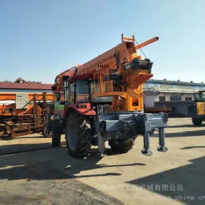 电线杆打桩立杆一体机 电线杆打桩机 拖拉机改路灯杆立杆机
