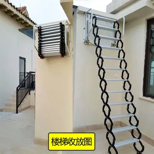 伸缩折叠楼梯家用别墅全自动伸缩楼梯升降电动遥控升降伸缩梯