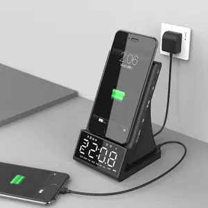 GREEN TIME/歌瑞泰X7桌面音响多功能蓝牙闹钟手机支架无线充电收音机床头音箱