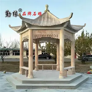 古建青石亭子六角石亭 广场庭院摆放安装石材展会
