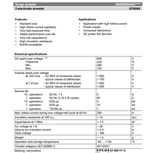 ����ŵ�� EF600X B88069X6461S102 600V 10KA GDT