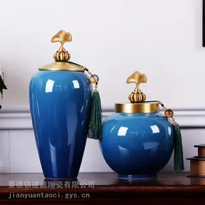 客厅家居欧式陶瓷花瓶 书房玄关电视柜装饰 定制翡翠绿工艺品厂家