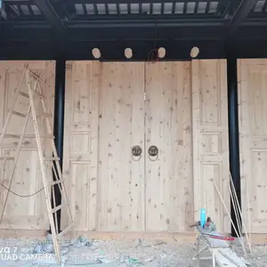 成都仿古中式大门_拼板大门_原木复古大板门