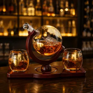 高硼硅玻璃地球仪醒酒器 创意浮雕球形红酒分酒器