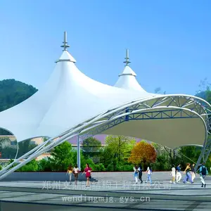 喀什景观张拉膜廊架 游乐园膜结构景观遮阳棚 篮球场钢膜结构看台雨棚