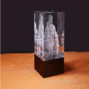 焕环祥工艺 水晶内雕船型礼品定做 古法琉璃如意摆件制作