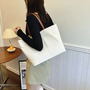 韩版ins简约帆布包潮搭时尚单肩包少女慵懒风手提包文风艺休闲包