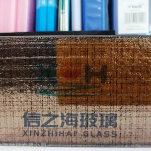 天津茶玻夹丝玻璃压花夹丝玻璃