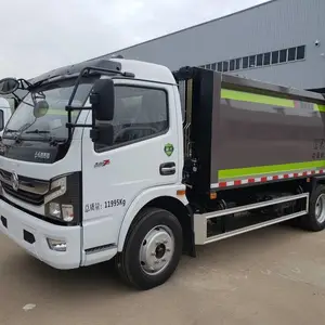 国六东风D7后挂式压缩垃圾车 可挂240升660升垃圾桶