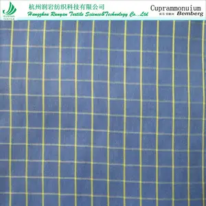 铜氨人丝涤格子面料Cupro铜氨丝色织格子布 铜氨涤人丝格子面料