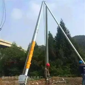 云南省 电力施工立杆机械 三角扒杆8-15米通用型 10米人力绞磨三角立杆机 锐天厂家