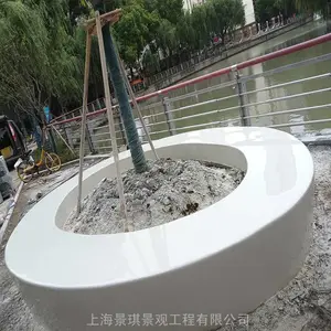 别墅庭院圆形花坛泰克石材料制作 永州景观真石丽泰科石施工报价