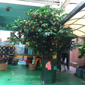仿真桃树 仿真苹果树绿植果树枝 落地田园装饰插花植物果实水果桌面拍摄道具
