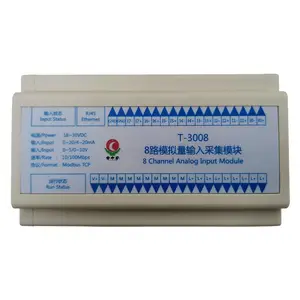 供应掌中宇T-3008 基于以太网的8路模拟量输入采集模块 TCP/IP通讯