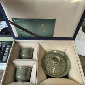 陕西耀州窑盖碗茶杯 会议办公耀州瓷杯茶具礼品