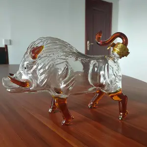 河间华企十二生肖猪造型酒瓶异形玻璃工艺酒瓶大容量酒瓶高硼硅玻璃酒瓶泡酒瓶1000ml