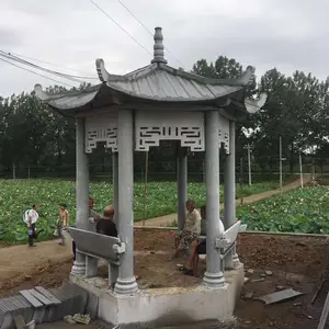 杭州乡村建设石材凉亭一个价格 小区广场上雕刻石亭