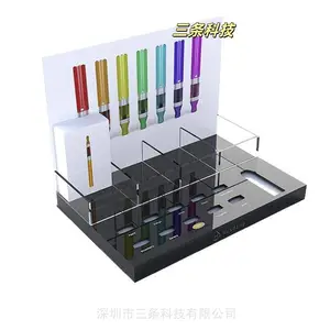 亚克力订制电子展示架,烟油梯形架展架,烟弹展示,雾化器展示柜,亚克力试抽台,