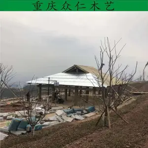 道真樟子松现代长廊 仿古彩绘长廊 防腐木亭子游廊施工安装 众仁木艺