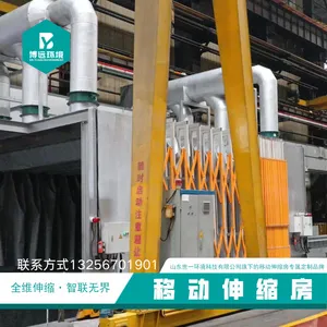 移动式伸缩喷漆房 超***宽型移动伸缩房 电动折叠轨道钢结构厂房