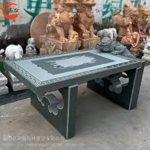 石雕吸水兽茶桌 避水兽石桌茶台 别墅庭院室内会客厅装饰摆件