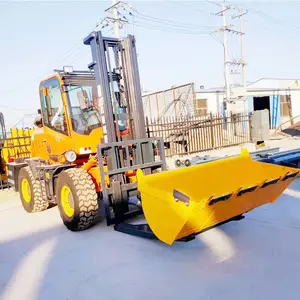 四驱越野叉车 2米铲斗 钢丝轮胎多功能 一机多用