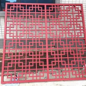 欧百得复古木纹铝合金方管焊接铝窗花_酒店装修铝窗花***