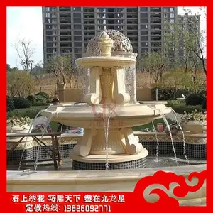 黄锈石石雕喷泉厂家 别墅装饰石材喷泉水景定做 款式多样 工期快