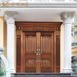 防褪色防水真铜门定制厂家 铜门新款高温烘烤别墅铜门