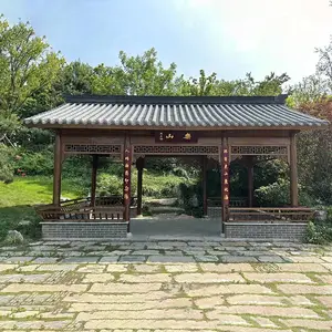 杭州户外景观防腐木长廊 农庄盖小青瓦木质凉亭