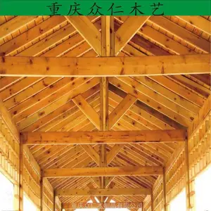 景区芬兰木传统长廊 樟子松茅草长廊 防腐木扇形长廊设计安装 众仁木艺