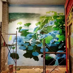 餐厅墙绘健身房涂鸦网红墙画商铺彩绘壁画3D立体画手绘墙绘画师