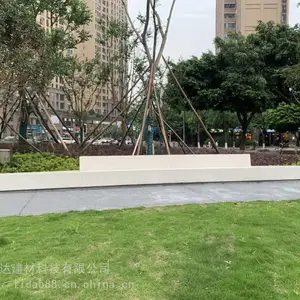 定制白色GRC无机磨石清水混凝土成品座椅 景观树池花池施工