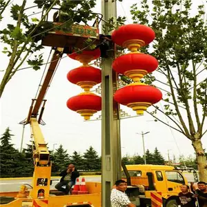 莱芜led灯杆双臂路灯 LED中国结 路灯杆装饰 市政春节亮化装饰2米扇形中国结