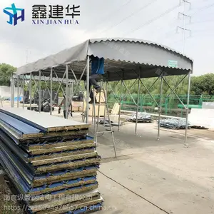 户外伸缩推拉蓬制作首先鑫建华大型雨棚布电动遮阳蓬
