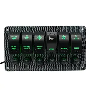 12v电动开关面板防水12v 24V 6位开关面板带LED5脚船型开关