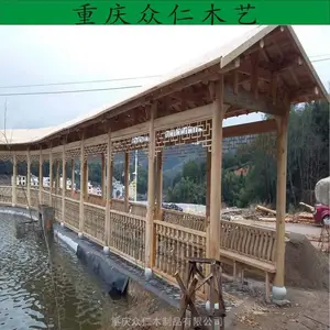 芬兰木景区实木彩绘长廊 樟子松仿古廊桥设计安装 众仁木艺