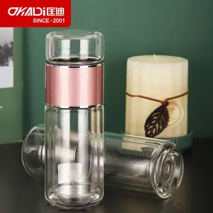 匡迪新款432双层茶水分离玻璃杯 礼品杯子厂家水晶玻璃杯