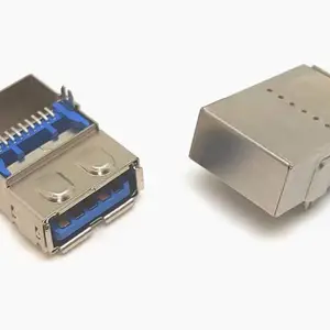 USB AF母座 /9pin/ 卧式二脚插板 卷边 鱼叉脚 USB连接器