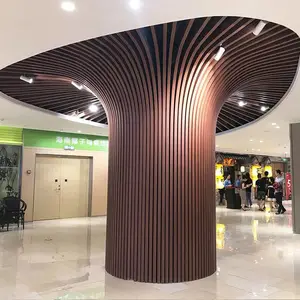 金属格栅包柱 弧形铝格栅 木纹造型铝树