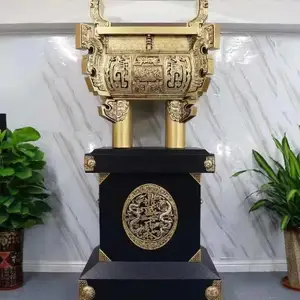西安金属大耳方鼎 镀金镀铜周年庆典铜鼎工艺品
