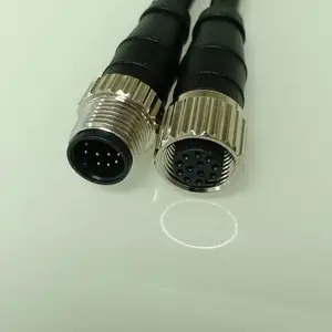 M12 11PIN A-CODE 预铸式公插头防水线束