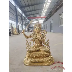举剑文殊佛像纯铜铸造大型藏传黄铜一米文殊菩萨密宗铜像厂家