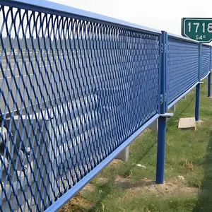 高速公路防眩网道路中央隔离网高架桥菱形钢板防炫目防撞隔离围栏