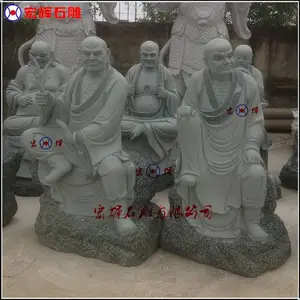 寺院大堂青石十八罗汉/石雕十八罗汉佛像