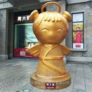 珠宝展IP吉祥物雕塑 玻璃钢奢侈品动漫公仔雕塑 黄金门店卡通塑像