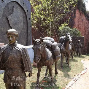 特色城市户外家具定制 铜质景观雕塑 人物动物雕塑 茶马古道历史仿古雕塑群